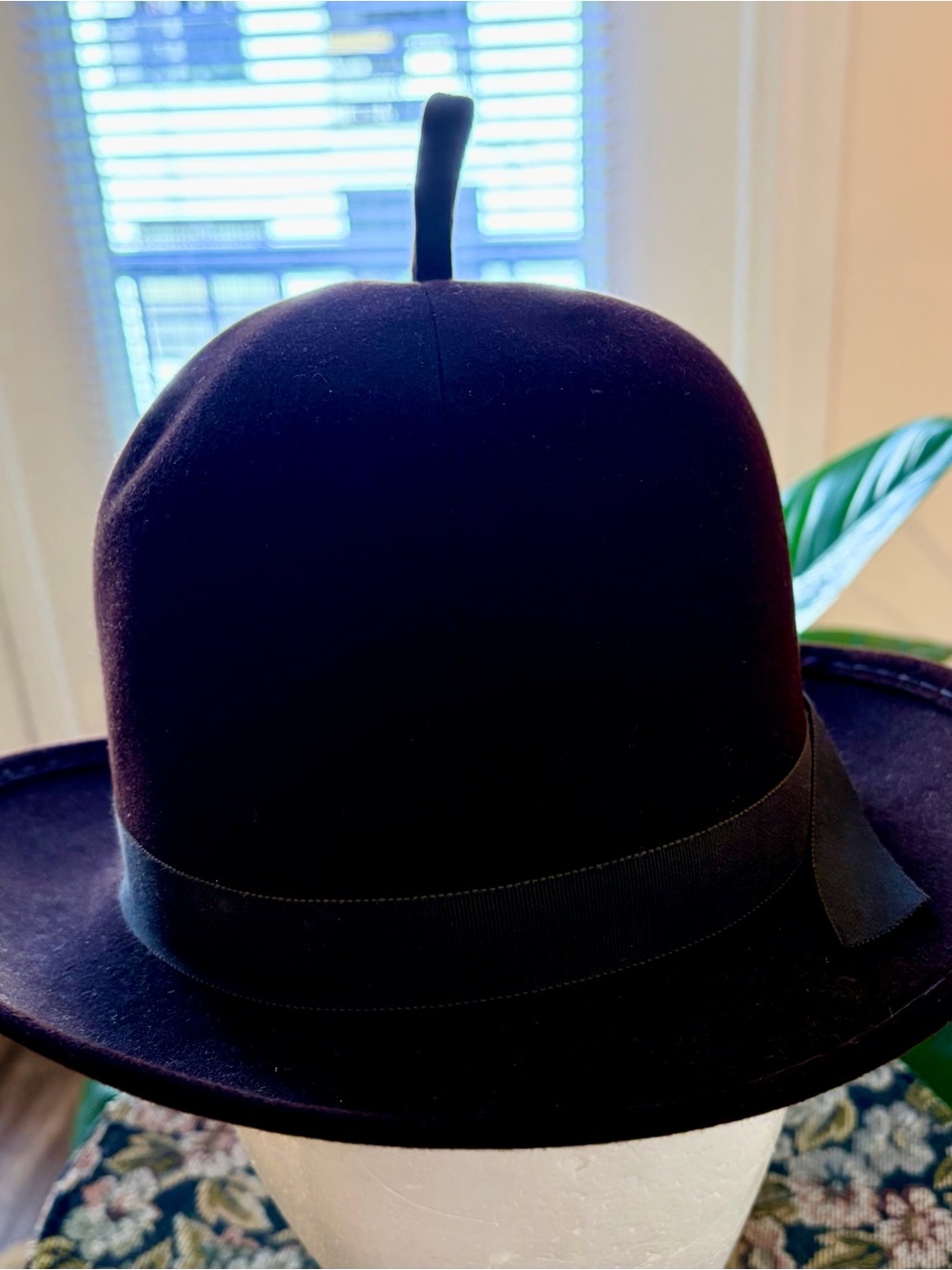 Adolfo Brown Wool Hat with Grosgrain Band